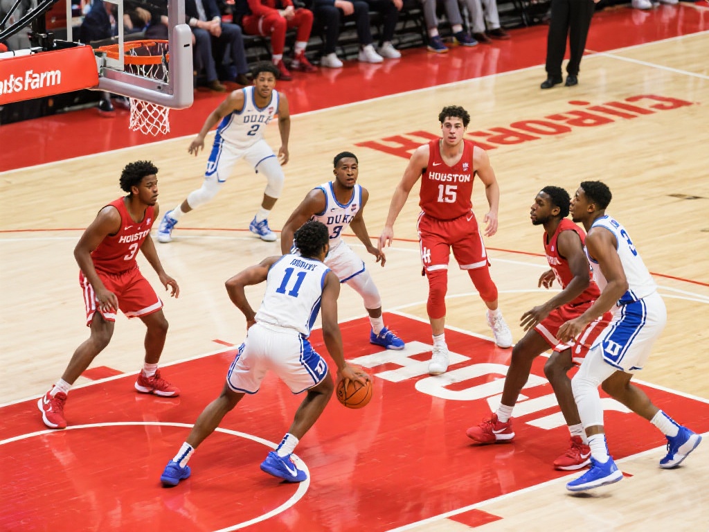 休斯顿大学惊险逆袭!70:67力克杜克大学全程回顾 第二节:休斯顿大学的逐步反击与防守策略调